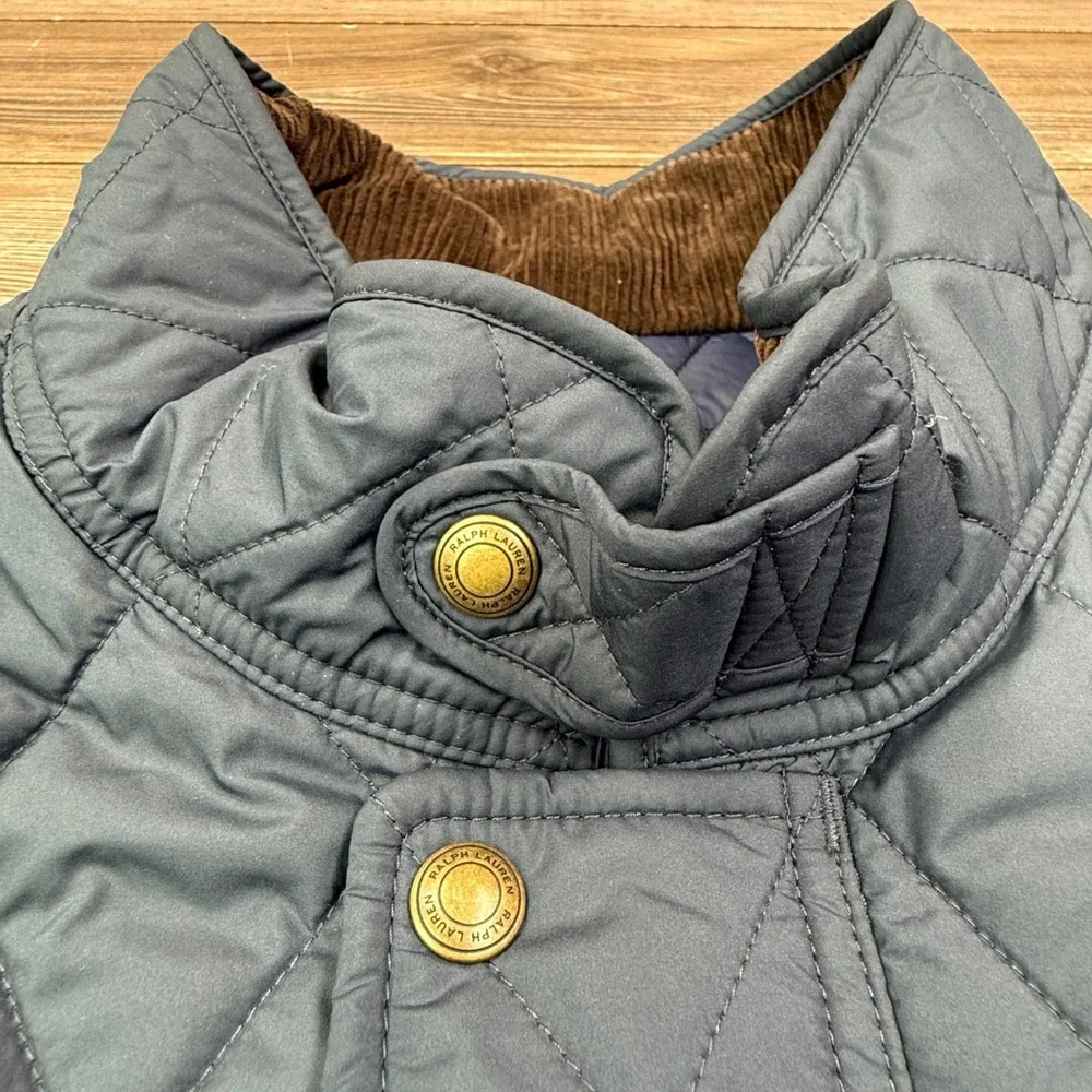 Polo Ralph Lauren Mens Size 4XLT Quilted Vest Navy Blue Corduroy Trim